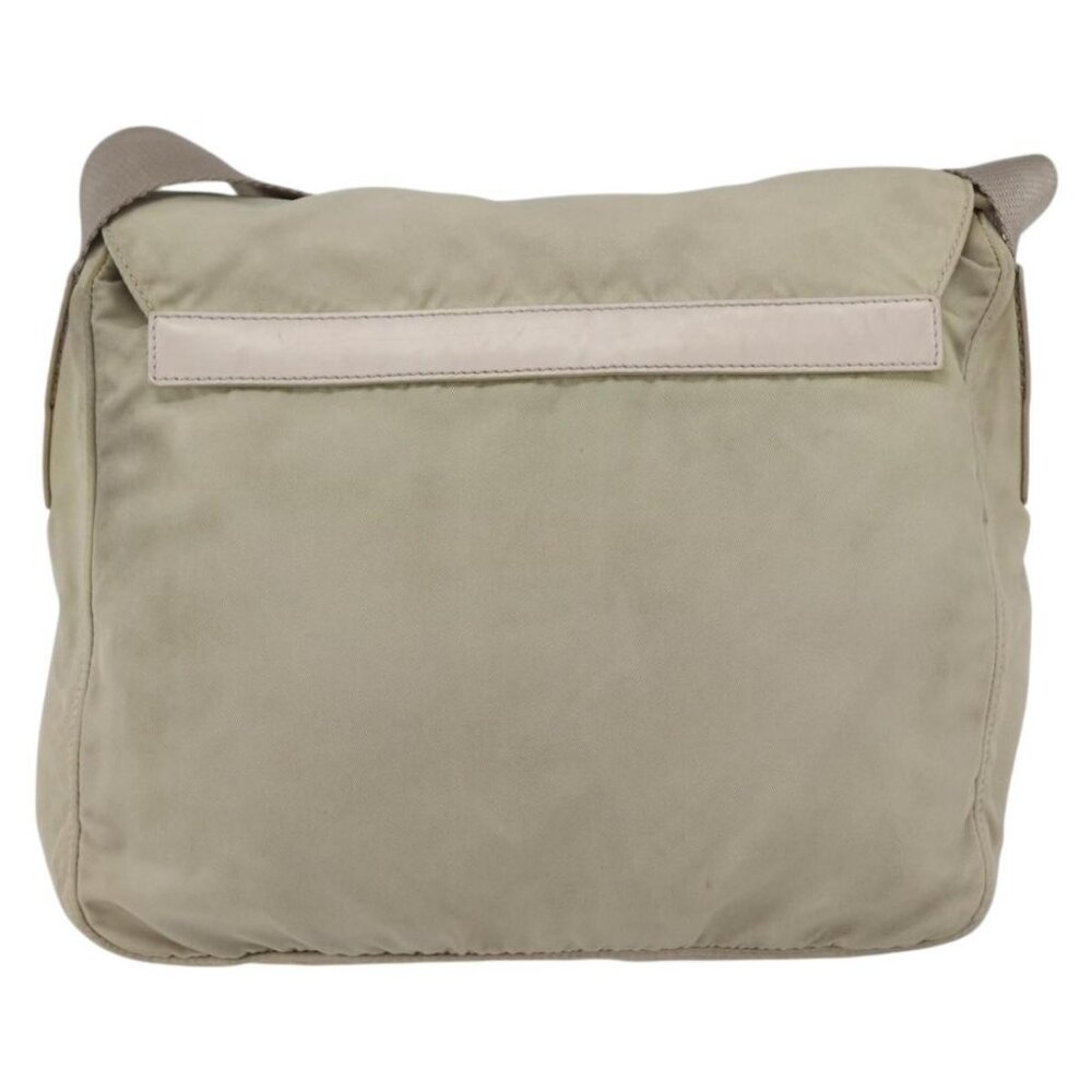 Authentic PRADA Shoulder Bag Nylon Beige Silver - Picture 10 of 16